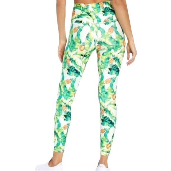 NEW Wildfox Palms & Pineapples Activewear Set Sports Bra Leggings Green Yellow - Picture 5 of 16